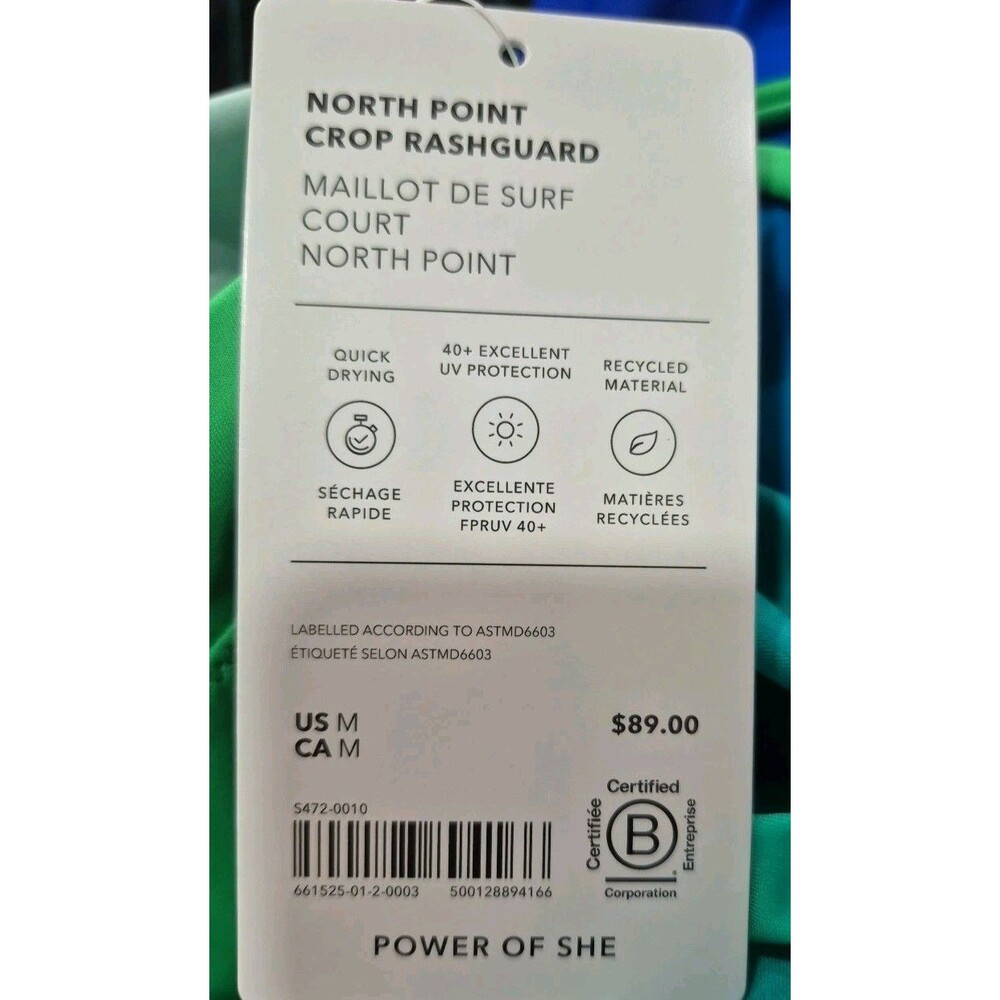 Athleta North Point Crop Rashguard UPF Long Sleeve Swim Shirt M Ombre New - Picture 8 of 11